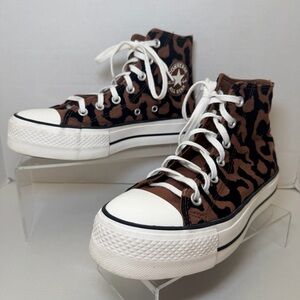 Converse Chuck Taylor All Star Platform High Top – Brown & Black Leopard Remix
